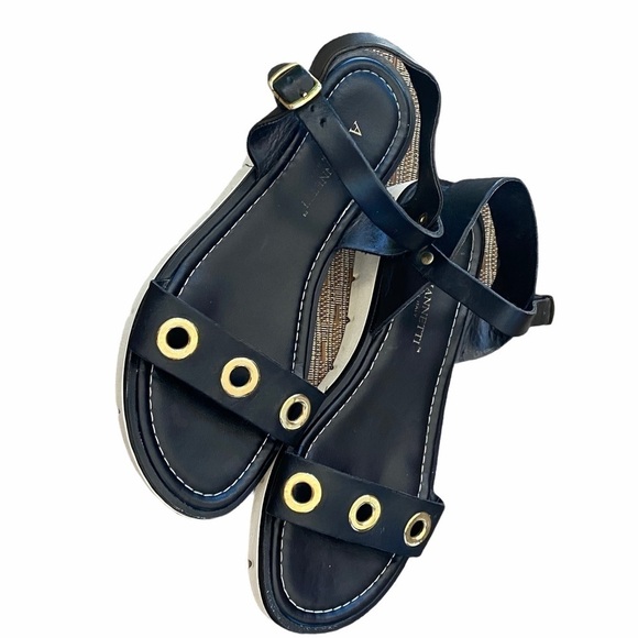 A. Gianetti Black sandal. Gold Grommet detail - Picture 3 of 9